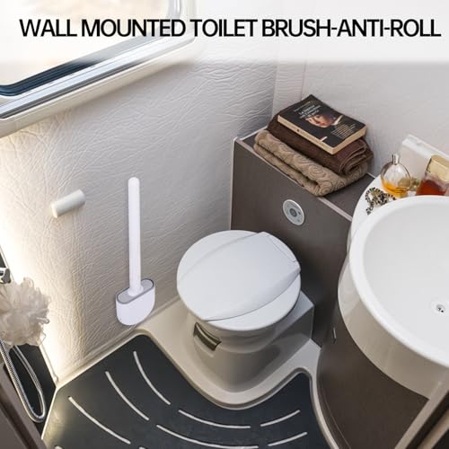 Image of RV Toilet Bowl Brush, Toilet Brush Silicone Won't Damage Toilets, Wall Mounted Toilet Brush-Anti-Roll, Anti-Drip Design, Suitable for RV Travel Trailers and Campers, Made by RVers for RVers