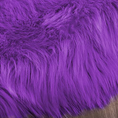 Latepis Purple Faux Sheepskin Large 6x9 Area Rugs for Living Room Throw Rugs for Bedroom Washable Fur Rug Fluffy Shag Boho Rug Home Decor Rectangle