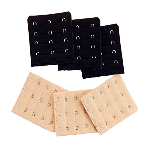 DoHope -  Estensioni reggiseno - Donna 4 Rows 3 Hook 3/4 Inch Spacing (Black, Light Beige) Large