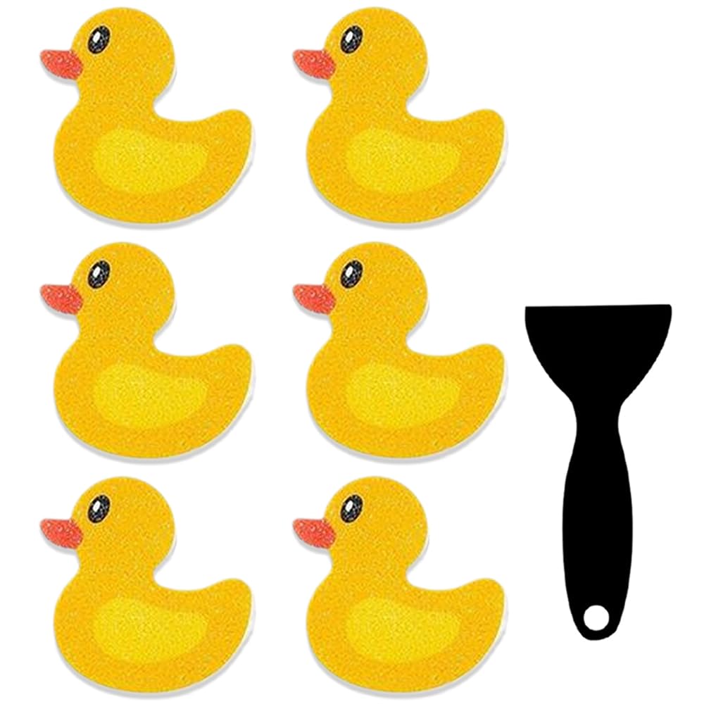 HGOCAHUZI 6 PCS Duck Non Slip Bathtub Stickers Self Adhesive Anti Slip Appliques Adorable Shower Floor Decals with Scraper for Bathtub Shower Floor Stairs