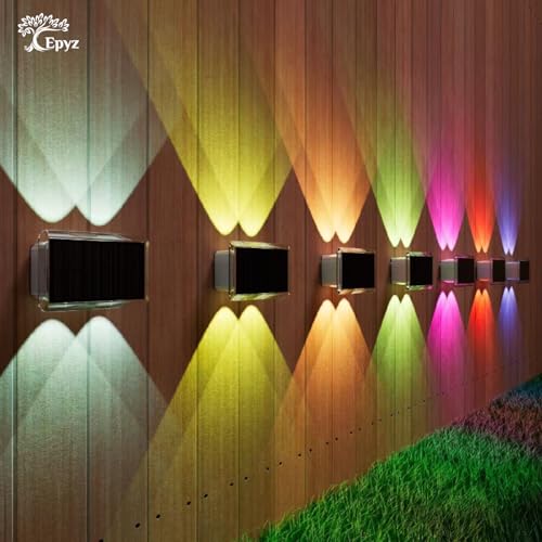 Image of Epyz Solar Wall Light Outdoor UP & Down Waterproof Garden Decoration Wall Lamps Step Small Night Lamp Garden Lighting Fence Courtyard Decor 2 LED [ Multicolor, Pack of 4 ]
