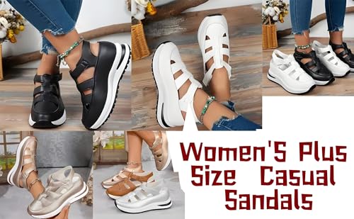 Bootara Women'S Plus Size Hollow-Out Casual Sandals, Closed Toe Thick Soled Sandals, for Outdoor Sports and Long Walks(Black,43)2