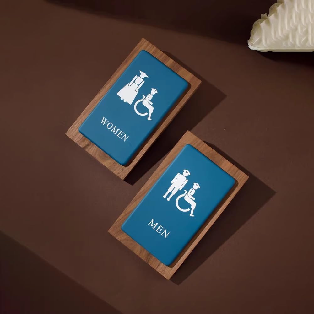 Letreros para baños, letreros para Puertas de baños, letreros para baños comerciales, letreros para baños de Hombres y Mujeres, letreros de Madera para lavabos (para Hombres).