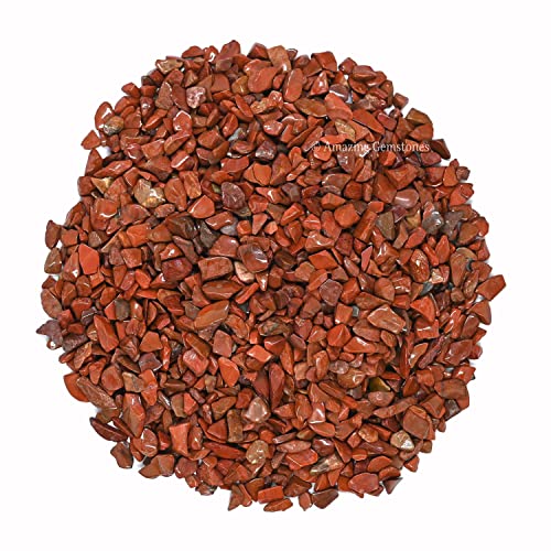 Image of Amazing Gemstone Red Jasper Crystal Chips Aquarium Gravel Rocks - Red Jasper Chips Bulk Fish Tank Gravel, Small Tumbled Stone Chips and Tiny Crystals for Decoration (AAA Grade) (1000+ Carat Chips)
