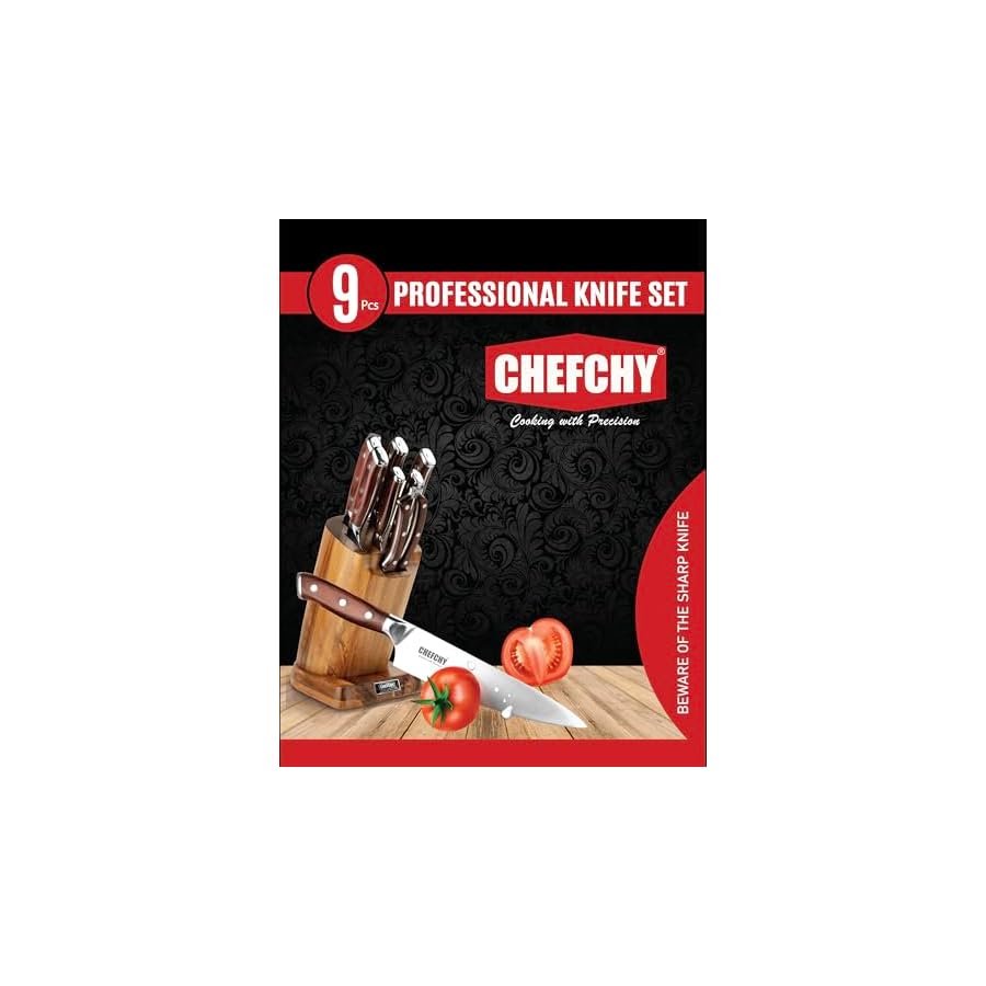 Professional-9-Piece-Knife-Set-German-Steel-14116-Blade-PakkawoodG10-Handle-Acacia-Wood-Block-Gift-Box-Included-a-Free-Stainless-Steel-Fingerguard-and-Peeler Professional 9-Piece Knife Set - German Steel (1.4116) Blade, Pakkawood(G10) Handle, Acacia Wood Block, Gift Box Included (a Free Stainless Steel Fingerguard and Peeler)