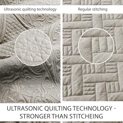 IR Imperial Rooms 10 Pack Twin Quilt Bedding Set (68" x 86") - Bulk Wholesale for Hotels, Guest Bedroom & Airbnbs - Lightweight Microfiber Reversible Floral Embossed Quilts Bedspreads (Beige)