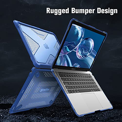 Fintie Case For Macbook Air 13 Inch A2337 (M1) / A2179 / A1932 (2018-2021 2022 Release) - Heavy Duty Hard Shell Case Cover With Tpu Bumper For Macbook Air 13 Retina Display With Touch Id, Blue #TOP5