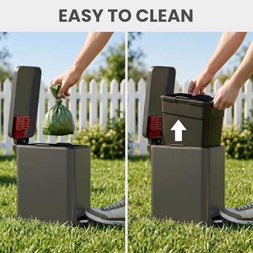 iTouchless 3 Gallon / 12 Liter Outdoor Pet Waste Bin with AbsorbX Odor Filter - Stainless Steel Garbage Can with Lid & Pedal - Small Trash Can for Patio, Deck, Yard, and Garage, Matte Gray by iTouchless - Image 7