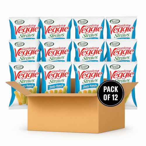 Sensible Portions Veggie Straws Zesty Ranch, 7 oz Bags (Pack of 12) - Healthy Vegetable Snack for Lunch & School Snacks 