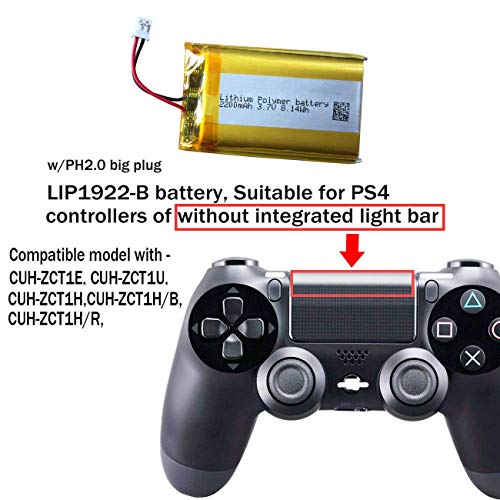 AOLIKES Cuh-zct1u Battery, LIP1922-B 3.7v 2200mAh for Sony PS4 Controller Battery Replacement for DualShock 4 Wireless Controller Cuh-zct1e, without Light Bar on Touchpad - Thumbnail 2