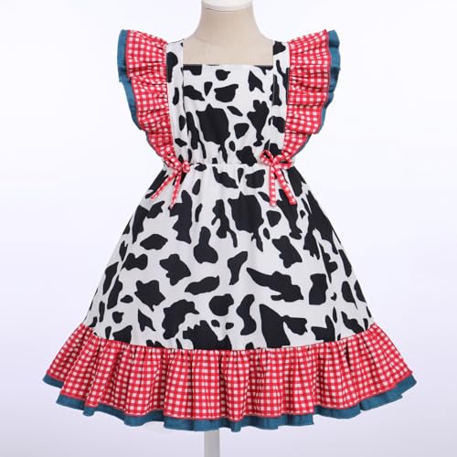 IDOPIP Toddler Baby Girls Cow Plaid Strawberry Rainbow Tutu Dress Summer Sleeveless Princess Birthday Party Dresses Clothes3