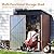 Panovue 5X3X6.1FT Outdoor Steel Storage Shed with Frame Floor & Lockable Door,Tool Shed with Sloping Roof, Anti-Corrosion Metal Shed for Backyard Garden Patio Lawn (Light Wood Grain)