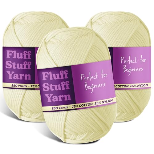 Image of Hearth & Harbor Soft Yarn - Crochet & Knitting Yarn, Beginner Yarn with Easy-to-See Stitches, 3 Pack of 250 Yds Amigurumi Yarn, Cotton-Nylon Blend Tshirt Yarn, Worsted Weight Yarn 4, Light Yellow