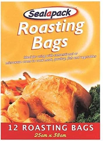 12 x Roasting Bags for Ovens and Microwaves Perfect Flavour Seal Cooking Bags for Roasting Chicken Fish Meat Turkey and Vegetables Medium Size