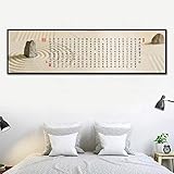 中華風キャンバス絵画般若心経ポスターベッドルーム用アートワークホテル玄関壁アート装飾25x100cmフレームレス