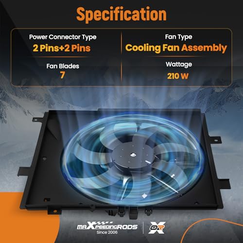Image of maXpeedingrods Engine Radiator Cooling Fan Assembly for Nissan Versa 2012-2019 / Versa Note 2014-2019 L4 1.6L Automatic CVT, Replace # 214819KK0A, 214813AB3A