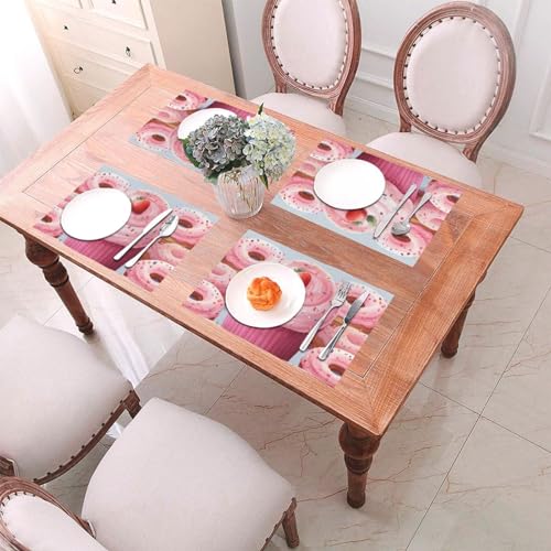 6 Sets de table en vinyle tissé rose beignet pour votre cuisine - 5