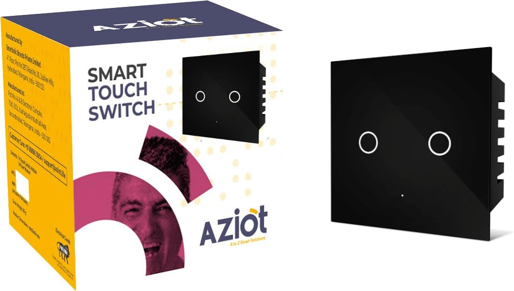 AZIOT SMART MODULAR 2 GANG TOUCH SWITCH (16amp Each) - GLASS (Not Acrylic): Elevate Your Home with Effortless Control (Fits in Anchor Roma Classic and similar plates) (B0CR15NLF6) Amazon Price History, Amazon Price Tracker