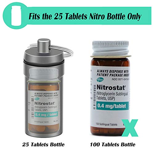 3 Packs Waterproof Aluminum Pill Fob Container, Effiet Nitro Bottle Holder Nitroglycerin Pill Case Emergency Keychain Pill Holder For Medicine Organizer Dispenser (Silver-Matt-Red) #TOP3