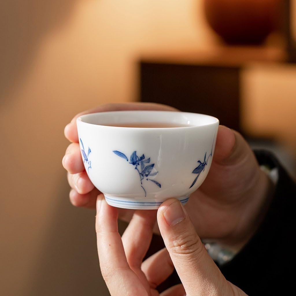 GSOUL Kungfu Tea cup Simple Tea Set Hand-painted Butterfly Orchid Cup Kung Fu Personal Host Home Office Drinking Small Tea Cups