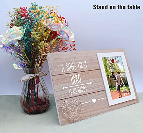Nzy A Son's First Hero Is His Daddy - Photo Frame Gift For Dad - Picture Frame Gift For Father - Fathers Day Gift For Dad - Christmas Birthday Gifts For Dad Father #TOP4