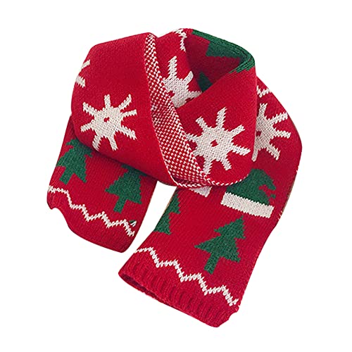Felite Fnn Kids Christmas Reindeer Snowflake Scarf Fall Winter Warm Knit Scarf