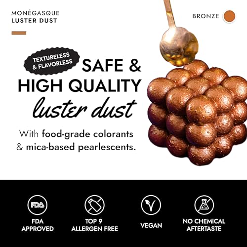 Image of MONEGASQUE Bronze Edible Glitter for Drinks & Cakes, Luster Dust, 7g | Sparkle Powder, for Mocktails, Cupcakes & Charcuterie, Cocktail Garnish, Food-Grade, Vegan, for Pastry Chefs & Home Bakers