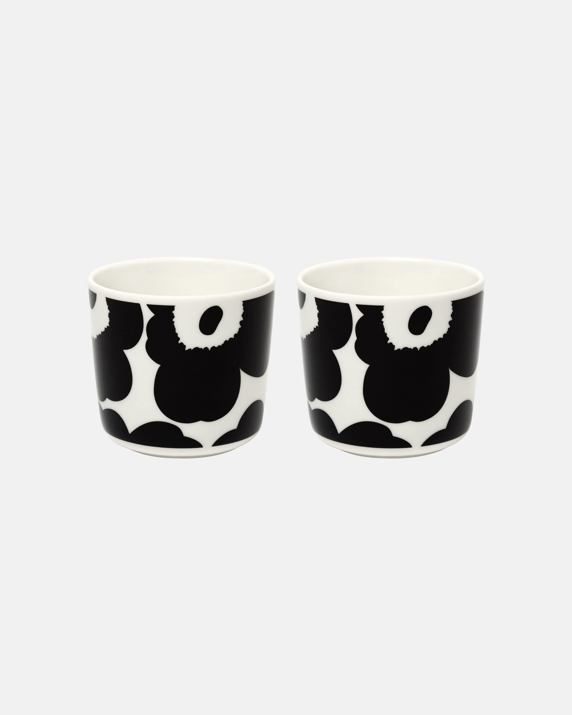 Marimekko - Unikko Oiva Stoneware Coffee Cup Set (7oz, 2-Pack, Black Poppy)