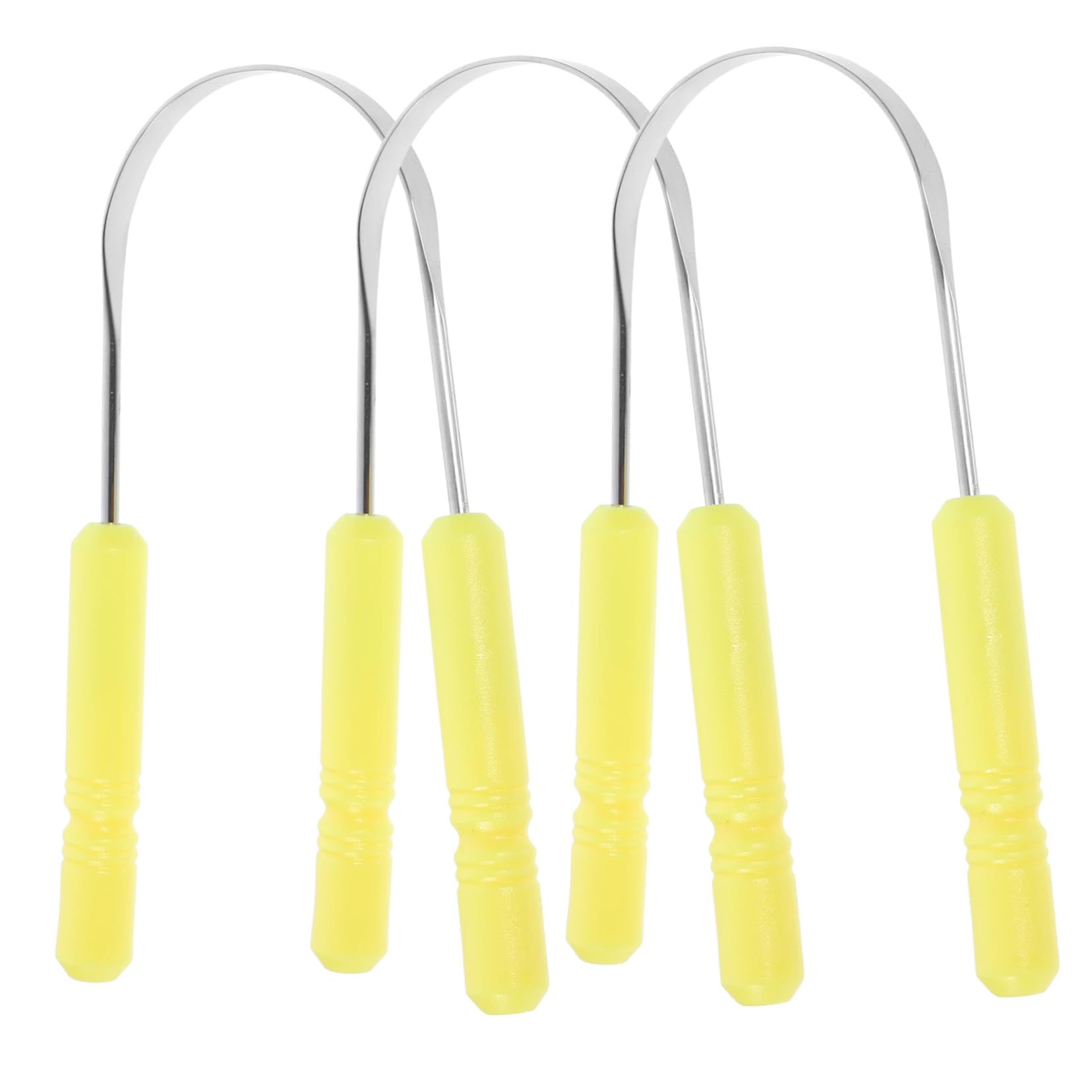 VALICLUD 5 Set Raschietto Per Lingua Allenatore Della Lingua Raschiare La Lingua Pulisci Lingua Portatili Raschiatura Della Lingua Acciaio Inossidabile Giallo 3 Pezzi * 5