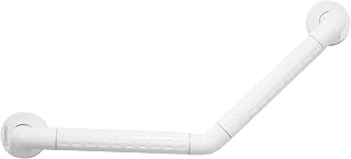 Rehamo 60° Angled Nylon Stainless Steel Grab Bar for Bathroom Safety | Wall Mounted Toilet Hand Support with Textured Anti-Slip Grip | Heavy Duty Elderly & Senior Safety Rail 30x30cm