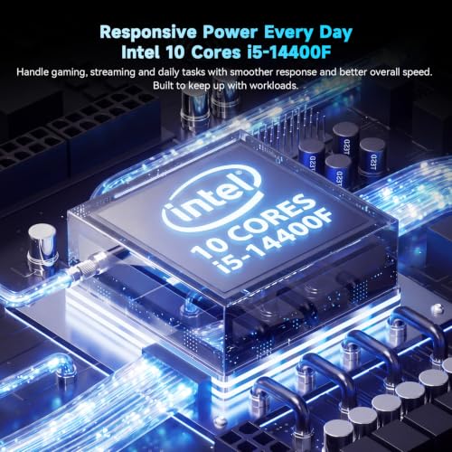 Image of NIMO Gaming-Desktop, GeForce RTX-5060 8GB Intel i5-14400F(Up to 3.6GHz beat i7-11700) 16GB DDR5, 1TB SSD, 650W Power Supply ARGB Fan x4, Prebuilt PC Business & AI Creation Digital Nomads Streaming