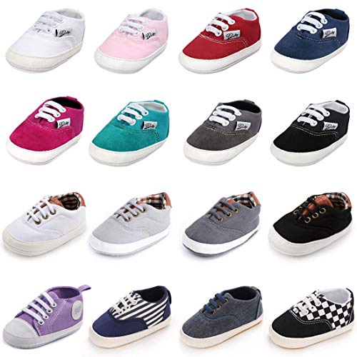 Morbido Infant Baby Boys Girls Canvas Toddler Sneaker Anti-Slip First Walkers Candy Shoes, Aa/Black, 12-18 Months Infant