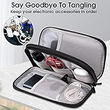 Arae Electronic Accessories Organizer, Travel Essentials Cable Bag with Double-Layer Storage for Cables, Cards, Chargers - Black, M - Image 5