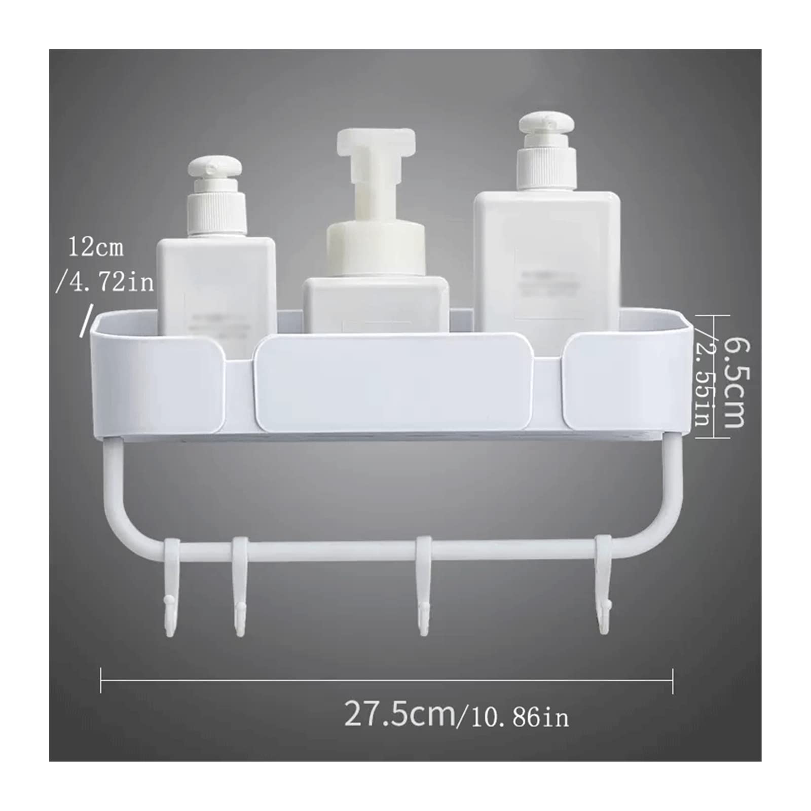 Estante de Ducha de baño 2 estantes de Almacenamiento artículos tocador plástico montados en la Pared Doble Inodoro Simples sin perforación(Blanco)