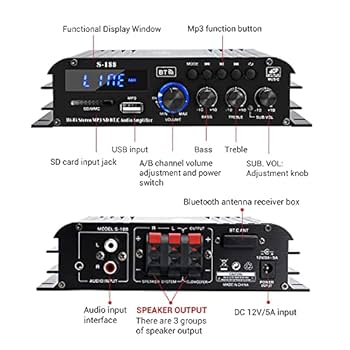 H.U　サブウーファーアンプセット ホーム カー サブウーファー オーディオアンプ用 HiFi 4.0CH