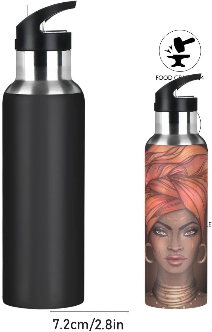 Water Bottle Handle Straw Lid Red Rose Vacuum Insulated Stainless Steel Thermos Water Bottle Leak Proof Sports Coffee Maker Cup
