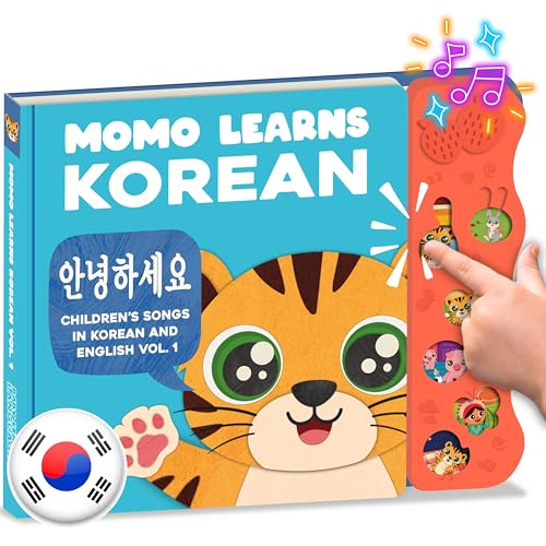 Image of New! Learn Korean for Kids, Momo Learns Korean Vol. 1, Bilingual Korean Baby Book for Kids, Babies & Toddlers 1-3, Kids Board Book w/ Hangul, First Words & Songs, Language Toy for Preschoolers 0-3