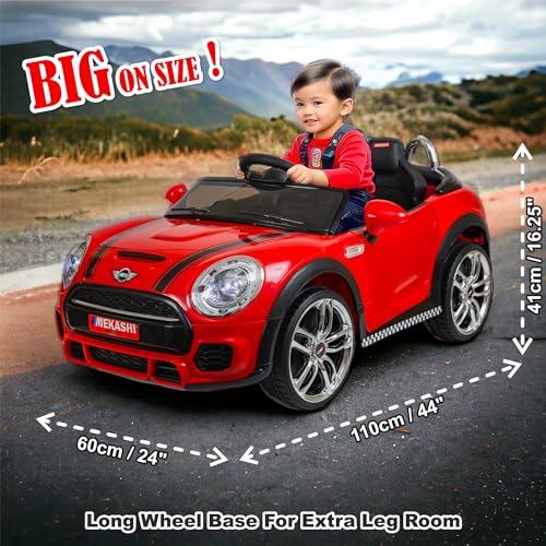 Image of MEKASHI Premium Electric Ride on Cars for Kids with Long Wheel Base, 1-7yrs (Red, MKS001)