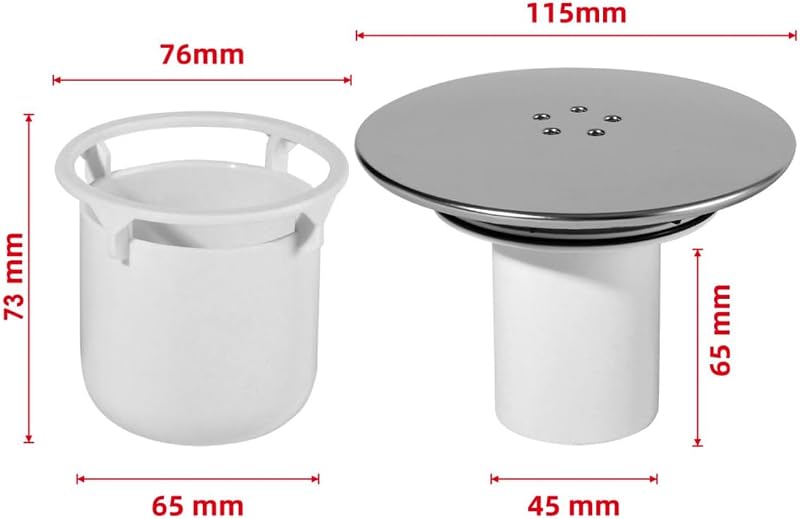 KOOBON 115mm Polírozott Zuhanylefolyó Fedél Viega Tempople Rendszerhez - Króm Kivitel, Szagzáró Funkcióval és Hajfogóval, PVC Anyagból