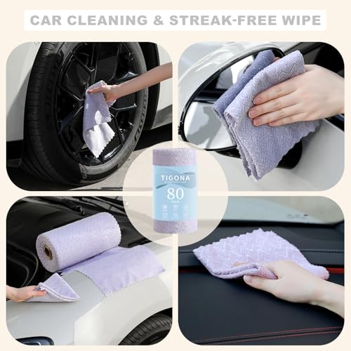 Image of 80 Pack Microfiber Cleaning Cloth Roll Reusable Paper Towels 12 inchx12 inch Tear Away Cloth,Absorbent Dish Rags for House Kitchen,Wash Cloths,Lint Free Rags for Window Cars Cleaning Supplies