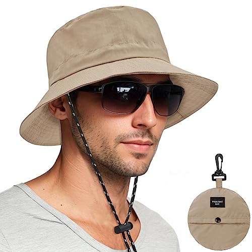 Durio Summer Beach Bucket Hats For Men Women Outdoor Packable Sun Hat Summer Travel Beach Bucket Hat Unisex Khaki One Size #TOP5
