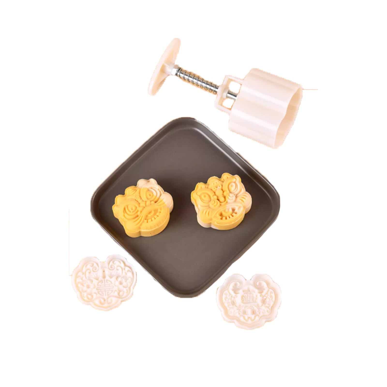 Mains sur le moule de gâteau de lune Moule à gâteau de lune de mi-festival, moules à gâteau de lune en plastique en forme de tigre et de lion, 50 g ou 75 g, presse à main DIY for la cuisson des gâteau
