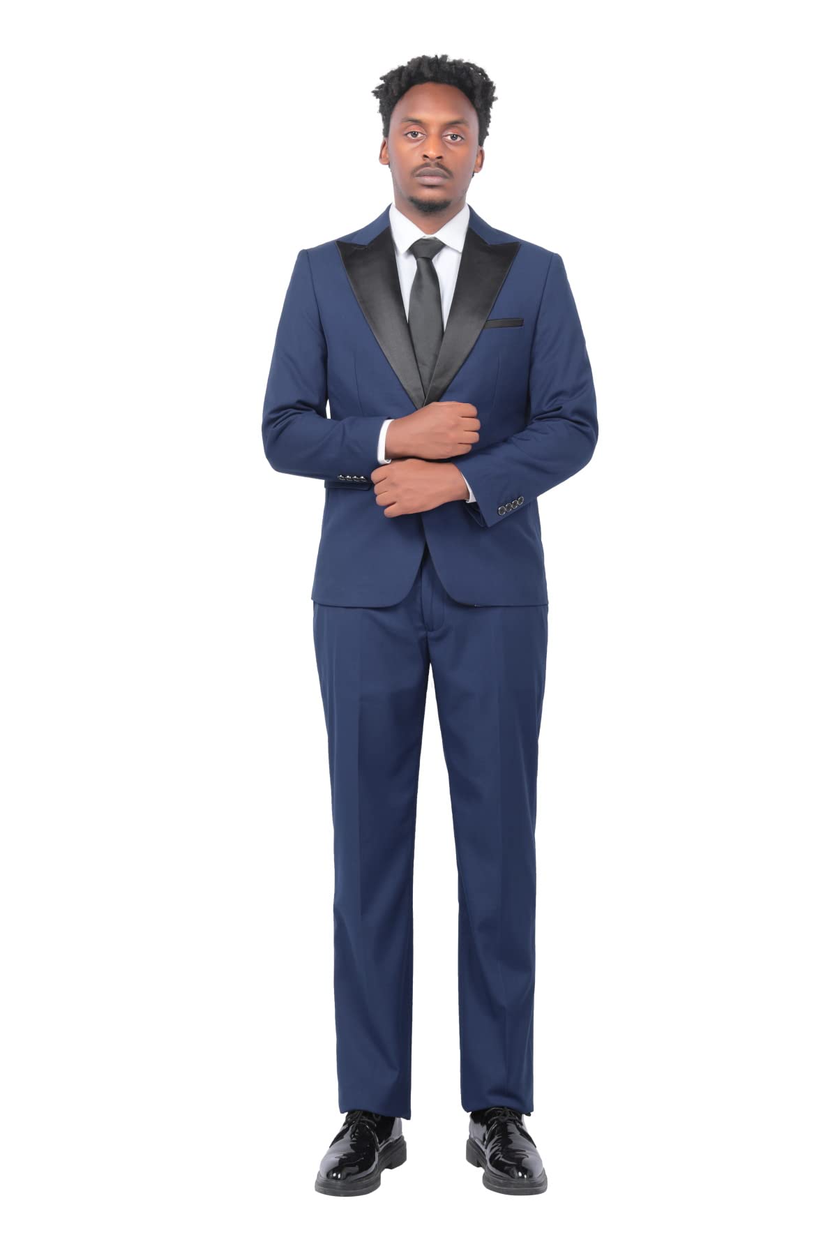 YOUTHUP Abito da Uomo 2 Pezzi Slim Fit Colletto con Revers 1 Bottone Blazer e Pantaloni Abito da Sera alla Moda