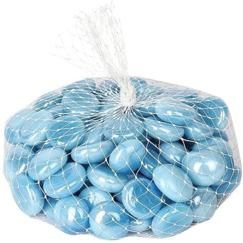 Image of Color Stone Decorative Shiny Glossy Flower Glass Pebbles for Vase Fillers Plant Pots Home Table Garden & Outdoor Decoration (Creamy Blue 2Kg)
