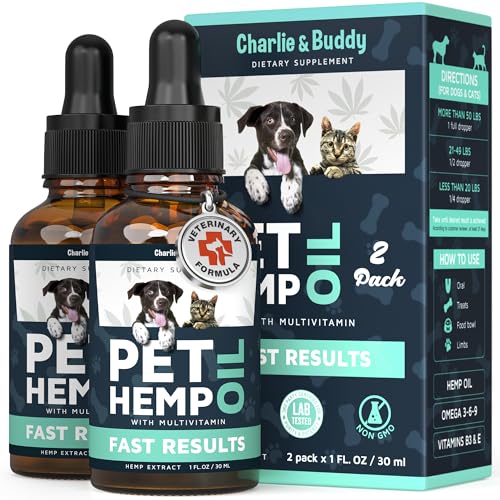 Charlie & Buddy Hemp Оil for Dogs Cats - Helps Pets with Аnxiеty, Pаin, Strеss, Slееp,...