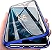 Produktbild YMCASE Hülle Magnetic Adsorption Handyhülle für Xiaomi Mi 11 Ultra, Einteiliges 360 Grad Komplettschutz Metall Bumper, Gehärtetes Glas Schutzhülle Panzerglas Folie Durchsichtige Case Cover, Blau