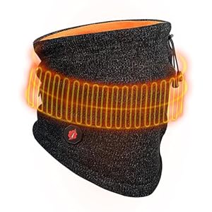 Dr.Warm Heated Neck Gaiter with Battery, Rechargeable Heated Neck Warmer, Knit Thick Fleece Lined, Warm Windproof Ski Heating Face Mask for Winter Skiing Fishing Hiking Cycling