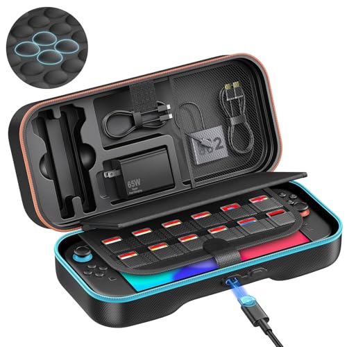5-in-1 Switch 2 Carrying Case with Dock, Bemkiru Aluminum Alloy Portable Travel Dock Adapter for Nintendo Switch 2 with 65W Power AC Charger & HDMI & 5FT USB-C Cable image 5