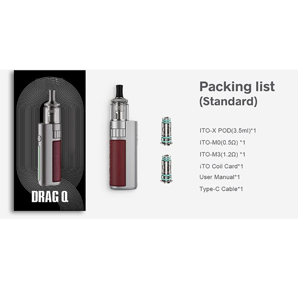 VOO/POO Drag Q Kit (Azul galaxia) 25W TC, E Cigarette Starter Vape Kit  Equipado con
