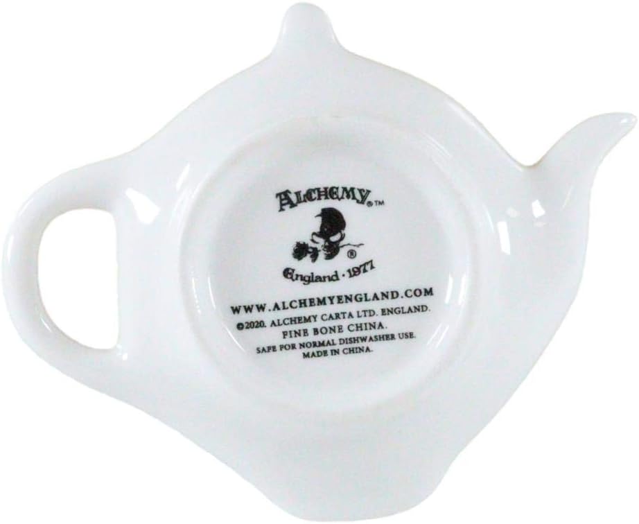 Ebros Wicca Occult Pentagram Crescent Moons Witches Brew Hex Ceramic Porcelain Tea Spoon Or Bag Holder Rest Plate In Petite Teapot Shape Home Kitchen Decor Alchemy Magic Spell Accent (1)
